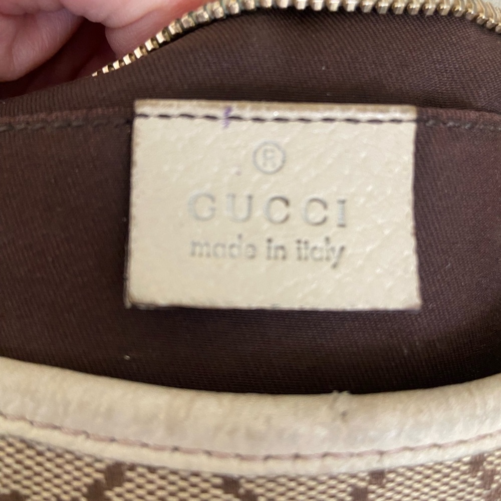 Authentic Gucci Beige and Brown Monogram Shoulder Bag - Picture 5 of 8
